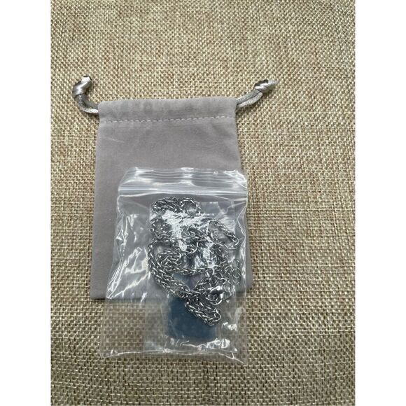 Initial Mens DogTag Necklace Patriotic Initial is N  Unisex Silver Tone - Picture 4 of 6